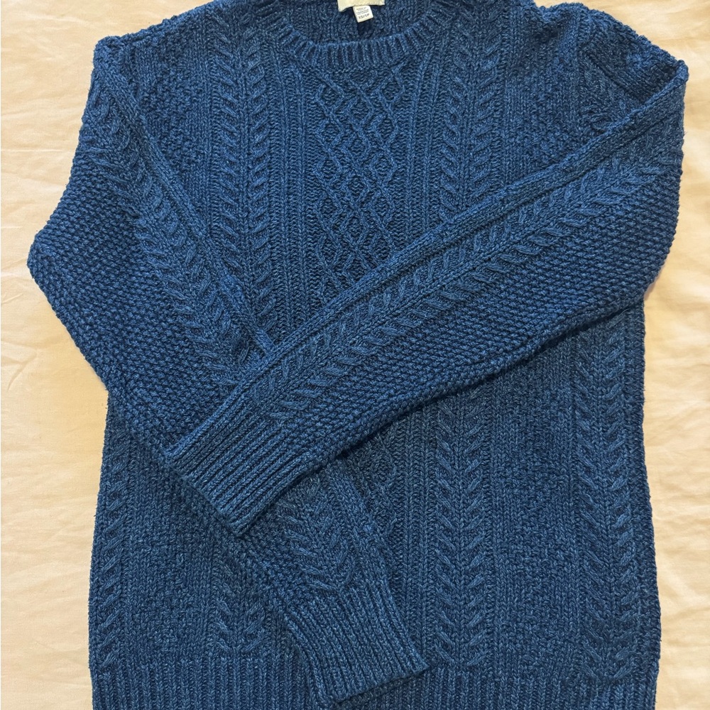 Club Monaco Men's Blue Italian Cable Knit Sweater